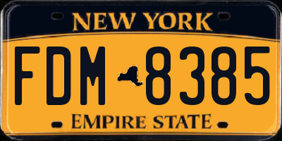 NY license plate FDM8385
