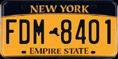 NY license plate FDM8401