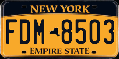 NY license plate FDM8503