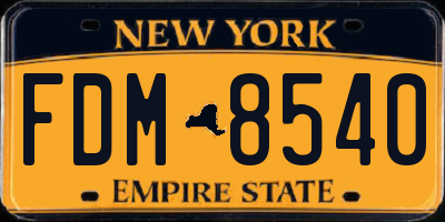 NY license plate FDM8540