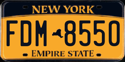 NY license plate FDM8550