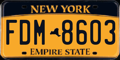NY license plate FDM8603