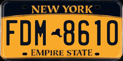 NY license plate FDM8610
