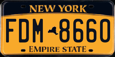 NY license plate FDM8660