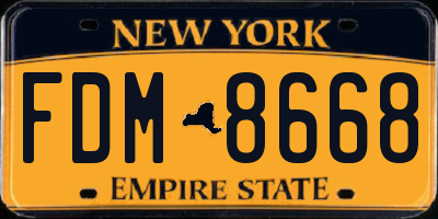 NY license plate FDM8668