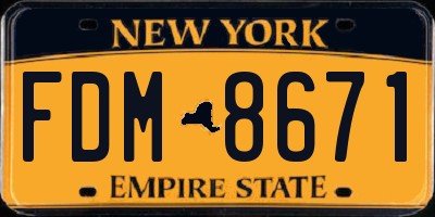 NY license plate FDM8671