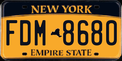 NY license plate FDM8680