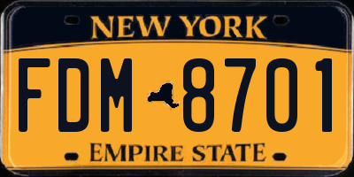 NY license plate FDM8701