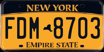 NY license plate FDM8703
