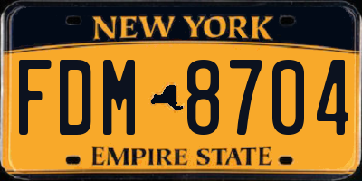 NY license plate FDM8704