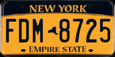 NY license plate FDM8725
