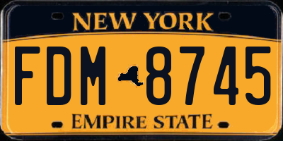 NY license plate FDM8745