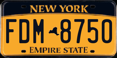 NY license plate FDM8750