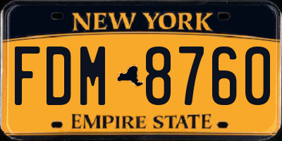 NY license plate FDM8760