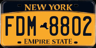 NY license plate FDM8802