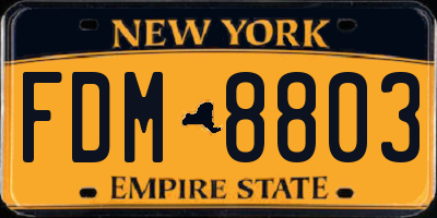 NY license plate FDM8803