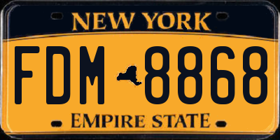 NY license plate FDM8868