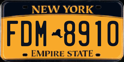 NY license plate FDM8910
