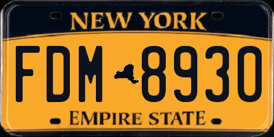 NY license plate FDM8930