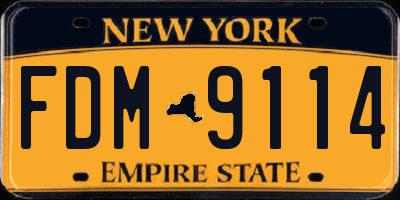 NY license plate FDM9114