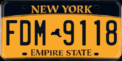 NY license plate FDM9118
