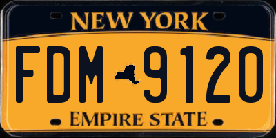 NY license plate FDM9120