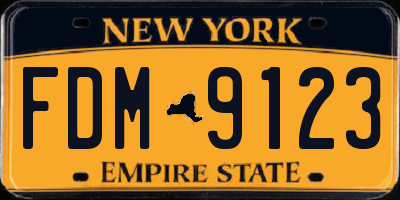 NY license plate FDM9123