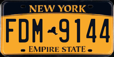 NY license plate FDM9144
