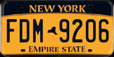 NY license plate FDM9206