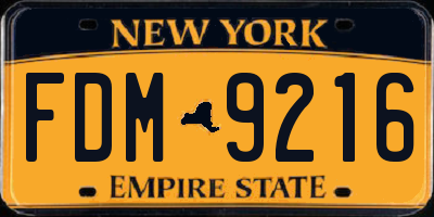 NY license plate FDM9216