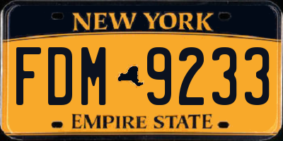 NY license plate FDM9233