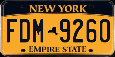 NY license plate FDM9260
