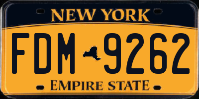 NY license plate FDM9262