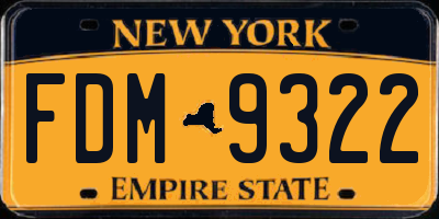 NY license plate FDM9322