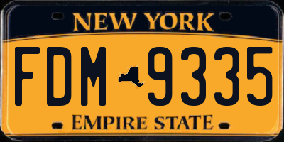 NY license plate FDM9335