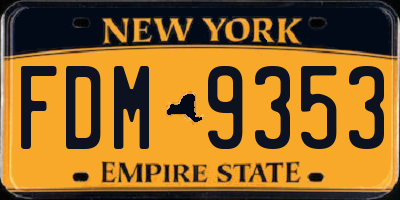 NY license plate FDM9353