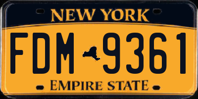 NY license plate FDM9361