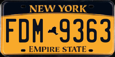 NY license plate FDM9363