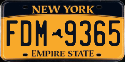 NY license plate FDM9365