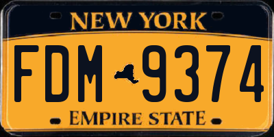 NY license plate FDM9374