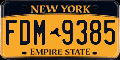 NY license plate FDM9385