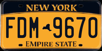 NY license plate FDM9670