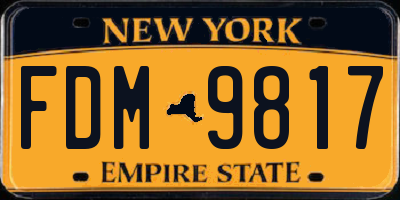 NY license plate FDM9817