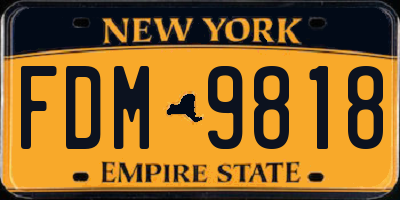 NY license plate FDM9818