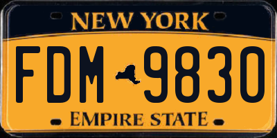 NY license plate FDM9830