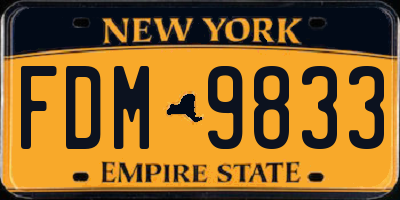 NY license plate FDM9833