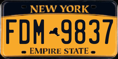 NY license plate FDM9837