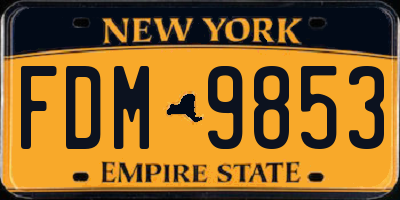 NY license plate FDM9853