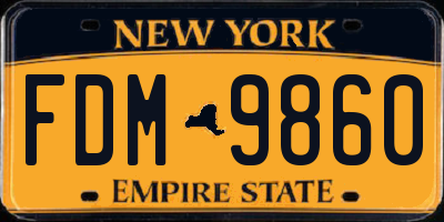 NY license plate FDM9860