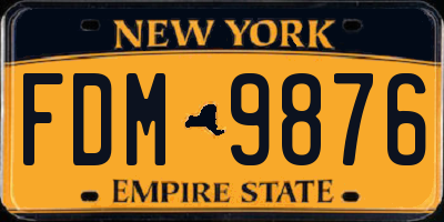 NY license plate FDM9876